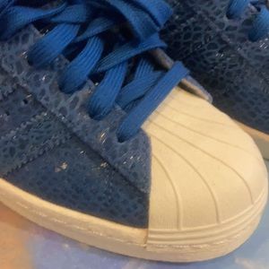 Adidas three strip original blue leather suede woman’s 8